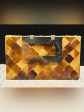 Vintage Handbag, 1960's Tortoise Shell By Shiraleah, Vietnam 9' Length